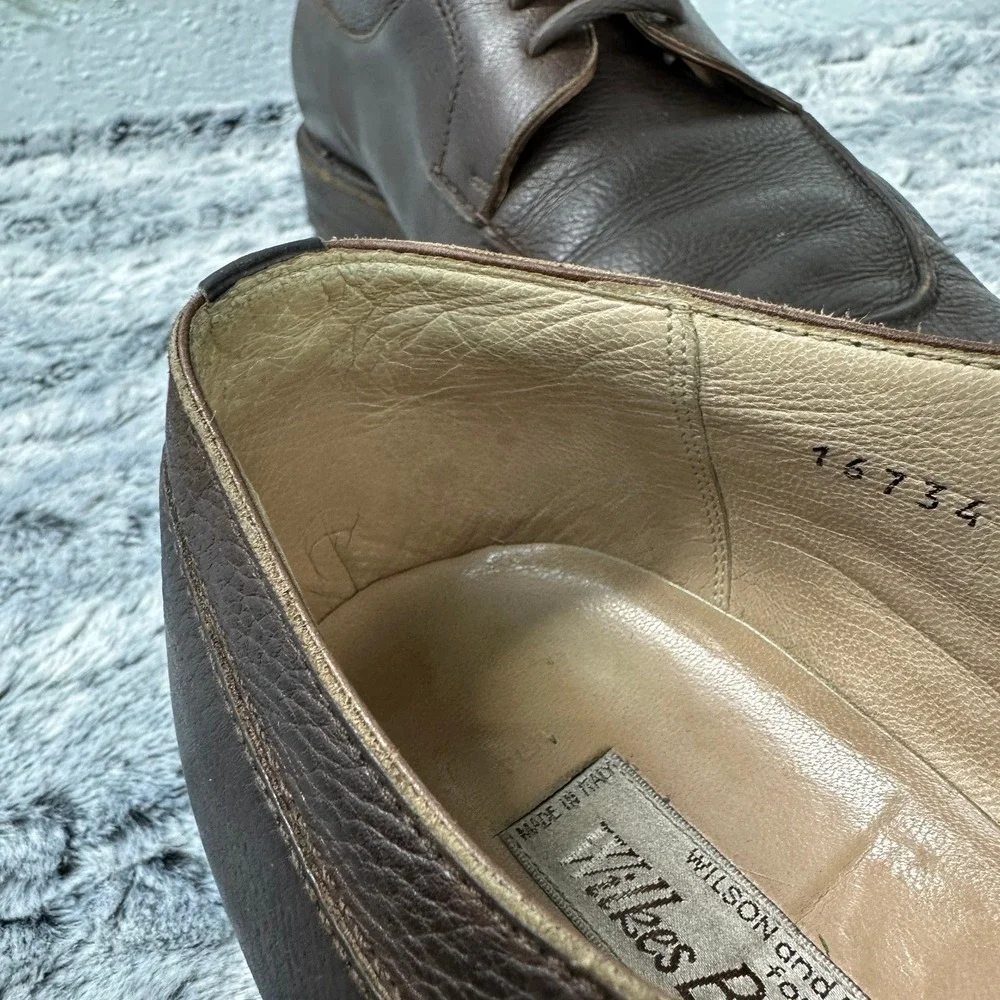 Wilson and Dean Wilkes Bashford Derby Shoes Brown Pebbled Leather / Mens 10.5